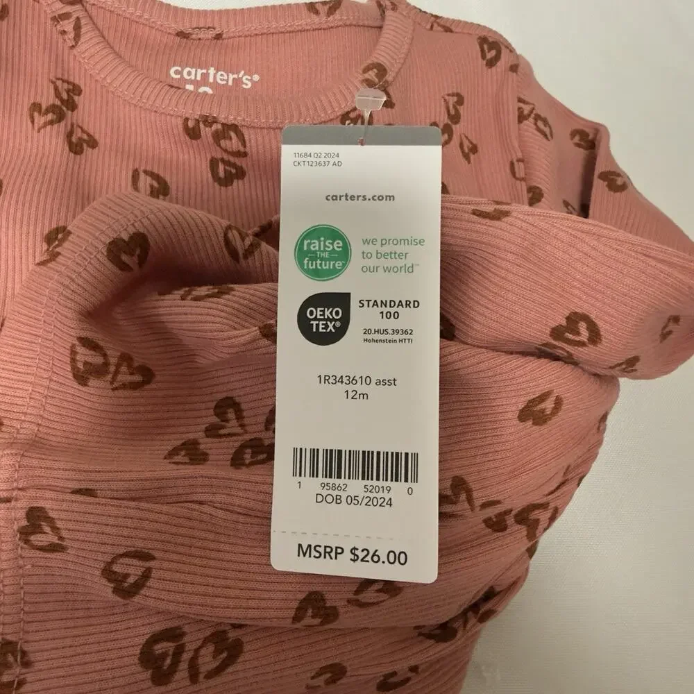 Carter's Baby Girls 2-Piece Floral Top & Flare Legging Set 12 Months Pink
